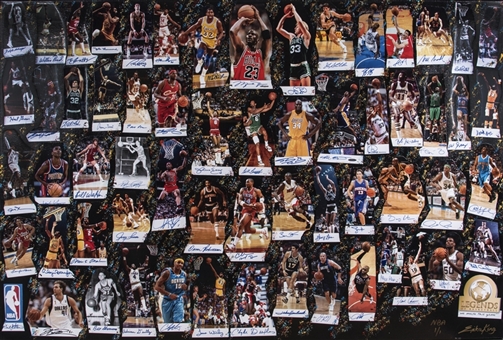 2017 NBA Legends of Basketball "We Made This Game" Multi-Signed Framed 40x60 Original Collage Artwork By Erika King-1 of 1 With 61 Signatures Including Jordan, Kobe & LeBron (Icon Art LOA & PSA/DNA)